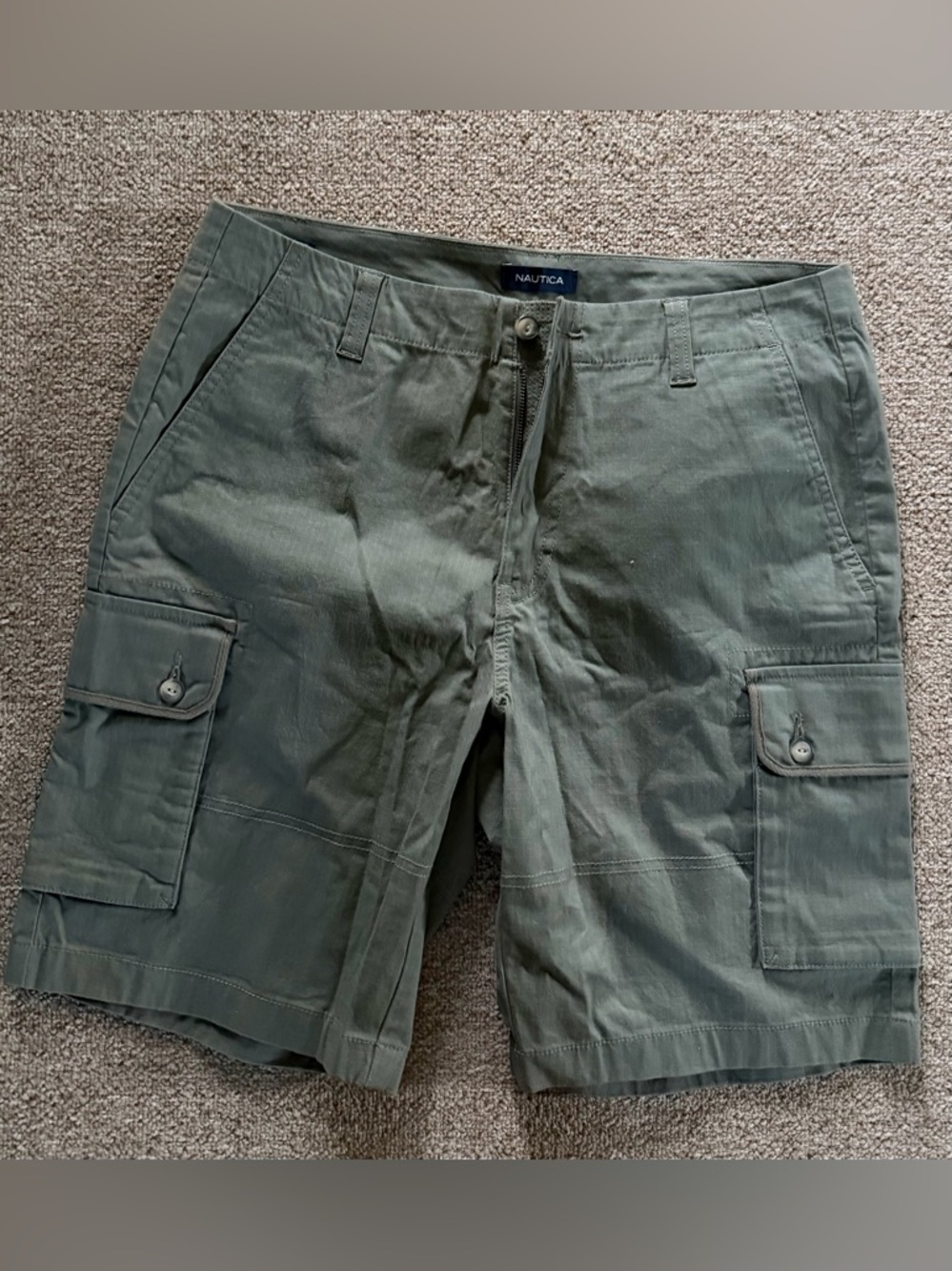 Nautica Olive Green Men's 10” Navigator Cargo Shorts, 32 W, NWOT